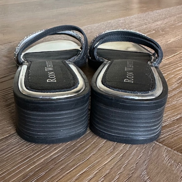 RON WHITE Vega Rhinestone Slide Sandal In Onyx Silver - Picture 8 of 15